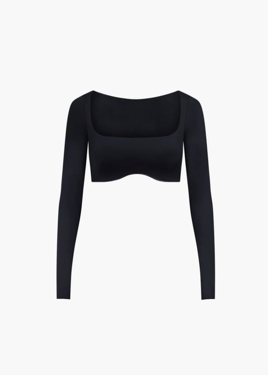 women's crop top, activewear crop top, square neck workout top, breathable fitness top, stylish gym wear, yoga crop top, stretch crop top, high-waisted outfit top.